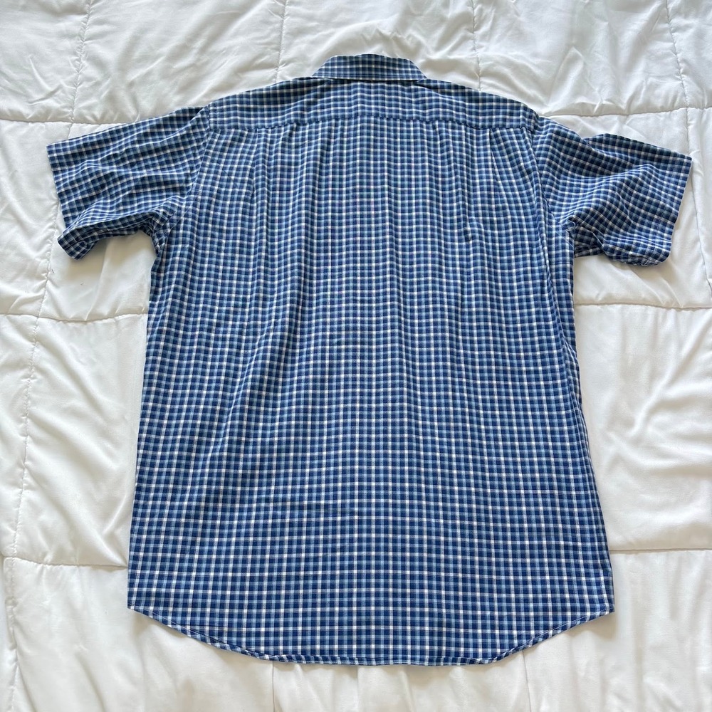 Lacoste Button Down Shirt Mens‎ 40 Blue Gingham Check Short Sleeve Preppy Luxury - Picture 7 of 7